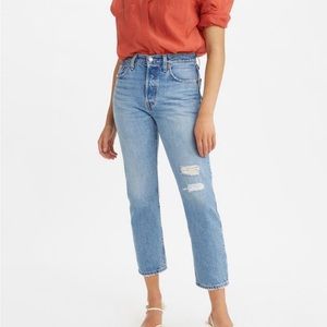 Levi’s 501 distressed crop jeans